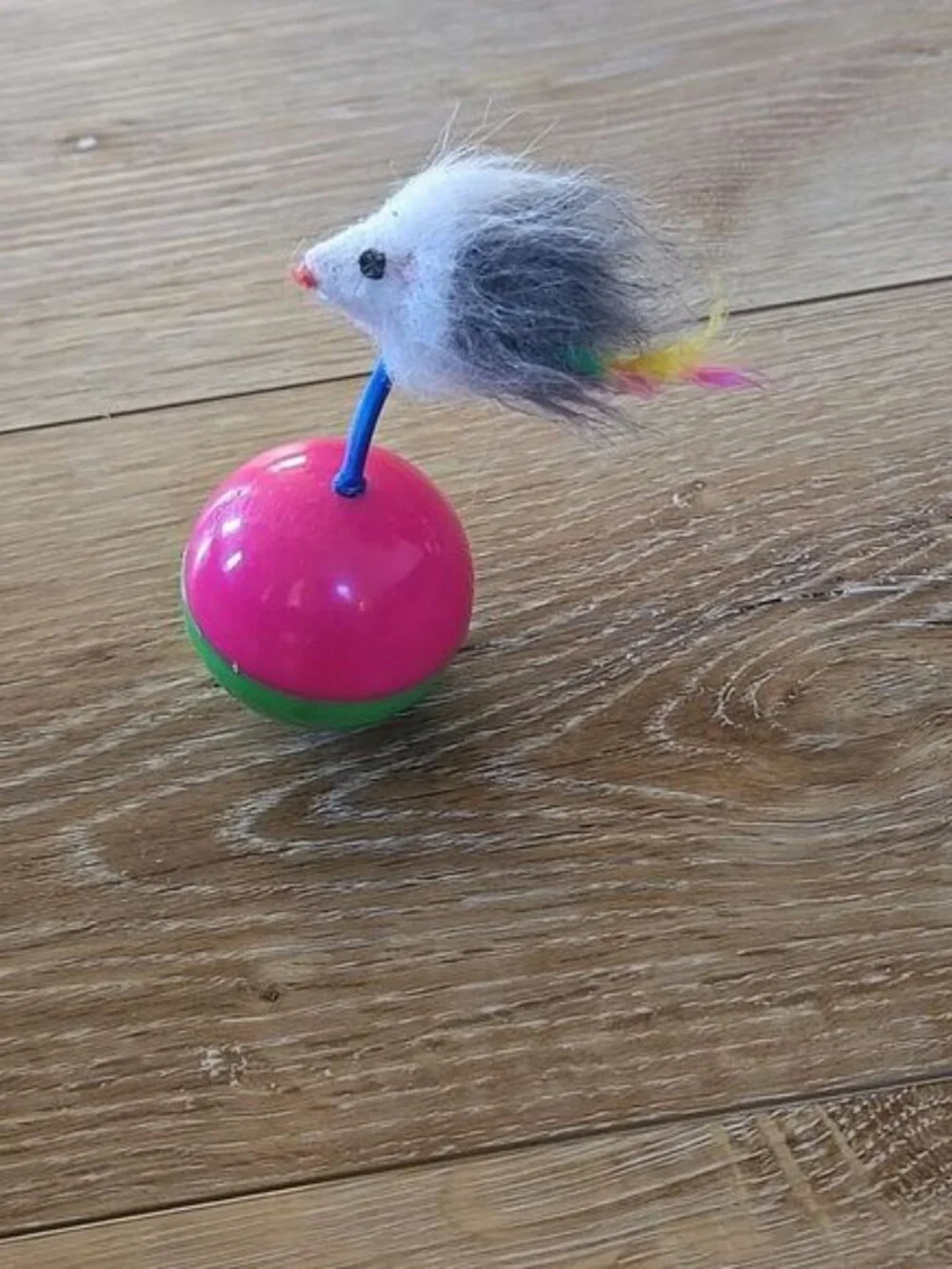 Interactive Furry Toy for Small Pets Pink Feather Toys Cat Kitty Colorful